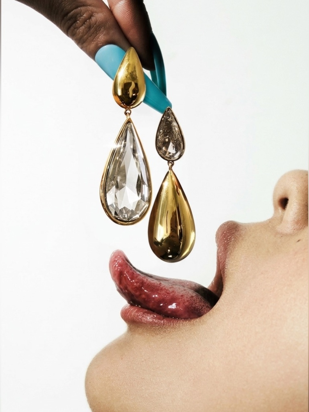 Gold Plated Teardrop Dangle Earrings with Clear CZ Crystal
